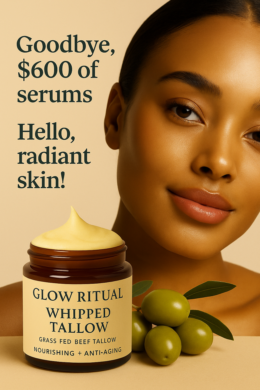 Glow Ritual Whipped Tallow Nourishing Anti-Aging Skin Food - Minimalist Luxury Skincare — One Jar. Endless Glow.