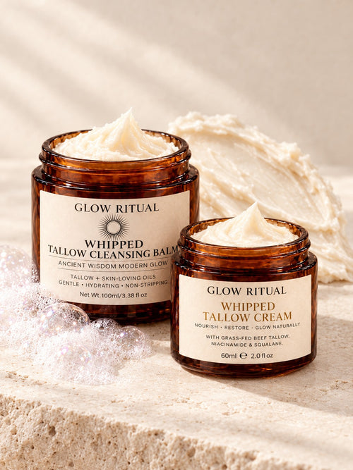 The Face Ritual: Cleansing Balm + Cream – Grass-Fed Tallow • 4% Niacinamide • Squalane • Shea • Jojoba Oil (Pre-order)