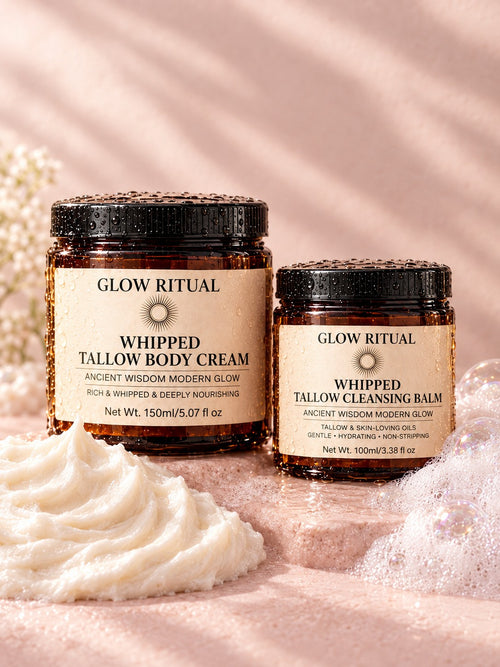 The Tallow Duo: Cleansing Balm + Body Cream – Grass-Fed Tallow • Niacinamide • Squalane • Shea • Jojoba Oil (Pre-order)